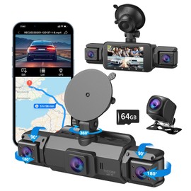 AFYWO 4 Channel Dash Cam, Front and Rear, 360 Dash Camera for Cars, 1080P FHD x4, Front 2K+1080P*2 Inside Camera, Built-in WiFi, GPS, Night Vision, 24/7 Recording Parking Mode Monitor, Free 64G Card