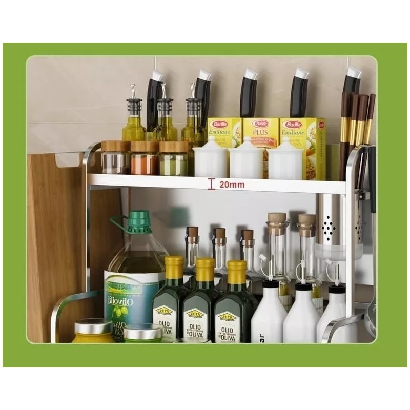 bossco.fc Organizador Especias Condimentos 2 Niveles Acero Inoxidable