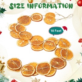 Benwanfee 10 Feet Orange Slices Garland for Christmas Tree Christmas Rustic Garland Orange Slice Garland Farmhouse Dried Orange Slices Hanging Garland for Christmas Home Decorations
