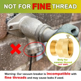 SUNGATOR 2-Pack Hose Bib Backflow Preventer, 3/4 Inch GHT Vacuum Breakers Outside Faucet, Hose Bib Anti-Siphon Valve for Outdoor Faucet, Brass 3/4'' Garden Hose Bib Anti-Backflow Preventer