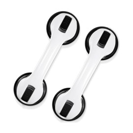 Grab Bars for Seniors, Pack of 2, Shower Handle, No Drilling, Shower Handle with Strong Hold, Suction Cup Handle, Bathroom Handle, Standing Aid Suction Handle, for Disabled Elderly, Black