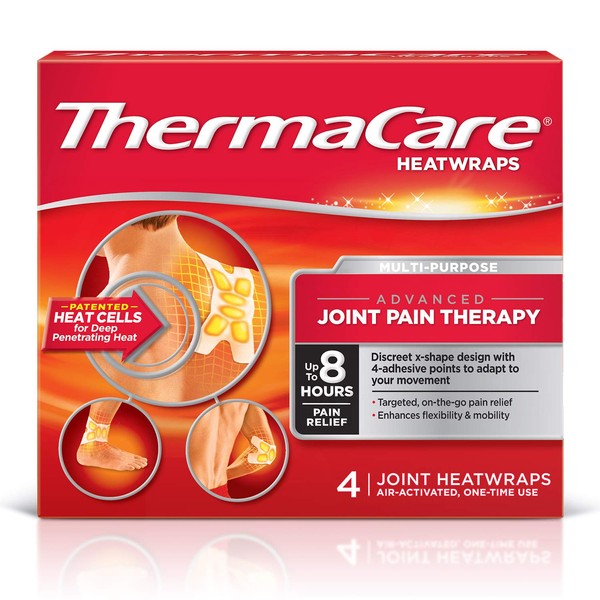ThermaCare Portable Heating Pad, Joint and Muscle Pain Relief Patches, Multi-Purpose Heat Wraps (4 Patches)