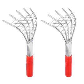 HARFINGTON 2pcs Clam Rake 9.84" Small Shells Clam Digger Soil Tiller Grass Rake with Ergonomic Handle for Seafood Digging Rake Gardening Cultivating Yard