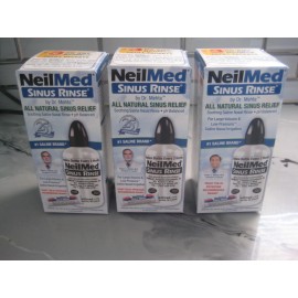 lot of 3 -NeilMed Sinus Rinse Bottle W/Premix Packet Exp 4/2029 + $3 Off Refills