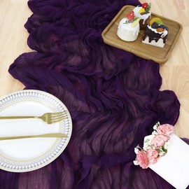 MODFUNS Purple Cheesecloth Gauze Table Runner 13.3ft Boho Cheese Table Runner Cotton Gauze Runner for Table Farmhouse Cheesecloth Fabric Table Runners Sheer Cheese Cloth for Bridal Baby Shower Party