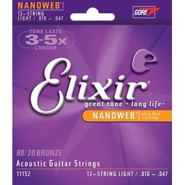 Elixir Nanoweb Coated 12-String Guitar String Set, 80/20 Bronze, .010-.047