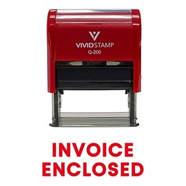 Invoice Enclosed Self Inking Rubber Stamp (Red Ink) - Medium 2 Pack
