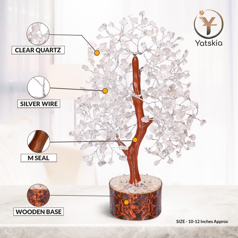 YATSKIA Clear Quartz Crystal - Tree of Life Chakra, Stone