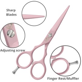 Wishbeauty Professional Sharp Left Hand Barber Scissors 5.5” Lefty Hair Cutting Scissors,Hairdresser Scissors Salon Haircut Scissors Hair Shears for Women Men (Pink 5.5" Lefty)