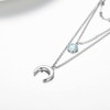 PEIMKO Crescent Moon Layered Necklace for Women, 925 Sterling Silver