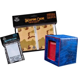 Evike - Weapons Cache - Protect Bundle - Art Series Outer + Perfect Fit Inner Card Sleeves + Commander Bunker Deck Box (Style: Desert Camo/Blue & Red)