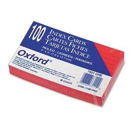 Oxford - Ruled Index Cards, 3 x 5, Cherry, 100/Pack 7321-CHE (DMi PK by Oxford