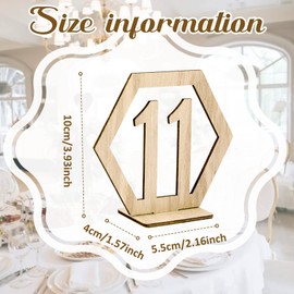 40 Pieces Wooden Table Numbers Hexagon Shape Table Numbers for Wedding Reception 1-40 Wood Numbers with Holder Base Standing Wood Wedding Decorations Rustic Wooden Numbers for Wedding Event Party