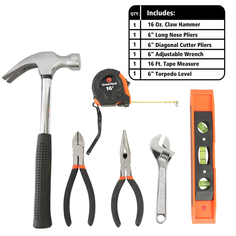 GreatNeck 119-Piece Home and Garage Tool Set, Portable Tool Kit