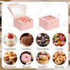 OUGEBOX 50 Pcs 4x4x2.5 Inch Bakery Boxes with Window, Pink