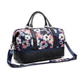 Kinmac Garment Bag with Shoes Compartment, Duffel Bag for Travel,Sports Gym Yoga Duffel Bag Weekender Overnight Totes Bag (Camellia)