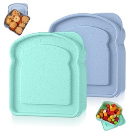 guduling 2pcs Sandwich Holder for Lunchbox, Toast Shape Sandwich Container, Sandwich Box Container With Lid, Sandwiches Lunch Box, Reusable Storage Boxes for Sandwiches, Fruits And Snacks