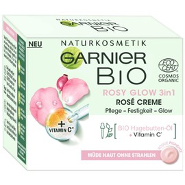 Bio Rosy Glow 3-in-1 Rosé Cream, Gives the Skin a Youthful Glow, Nourishes and Strengthens the Skin with Organic Rose Hip Oil and Vitamin C
