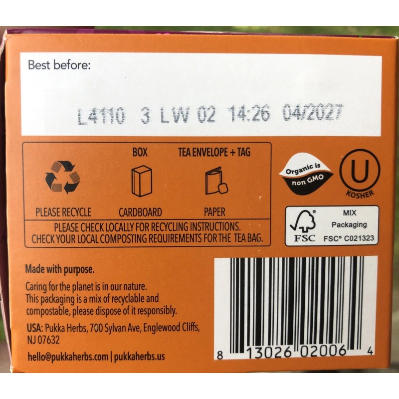 Pukka Herbs Organic Pukka Herbal Tea Elderberry & Echinacea Caffeine