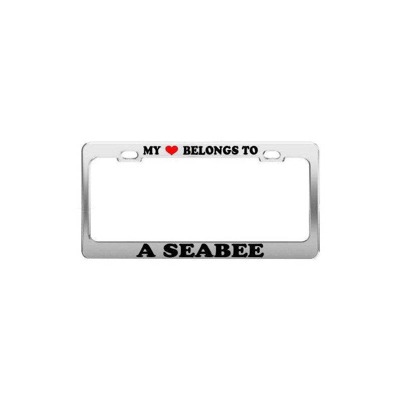 My Heart Belongs to A Seabee License Plate Frame Car