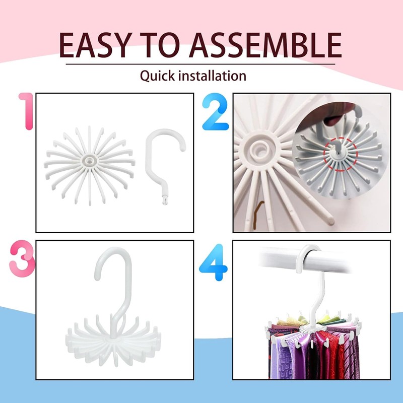 YAFIYGI Circular Tie Hanger Updated Twirl Tie Rack Adjustable Twirl