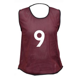 10 MESH BIBS FOOTBALL TRAINING SPORTS BIBS PRINTED NUMBER (1-10 OR number of your choice) Back only (Maroon, Junior (U14's))