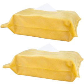 mookaitedecor Pack of 2 Velvet Tissue Boxes Home Tissue Holder for Bathroom Office Car Decoration Yellow
