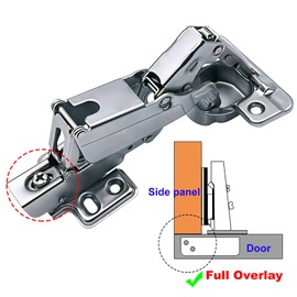 JinBoCheng Cabinet Hinges,2Pcs 165 Degree Hinges, Concealed Hydraulic Adjustable Mounting Hinges Soft Close Cabinet Hinges Nickel-Plated Steel Buffer Dampers for Wardrobe, Cupboard (Full Overlay)