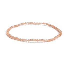 JM Design 1 Piece Per Bag 2mm Trendy Healing Natural Real Peach Moonstone Faceted Round Beads Beaded Stretch Bracelets 7.5'' Length for Women Men