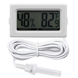 Digital Probe Thermometer Hygrometer for Reptiles - 2-in-1 Terrarium Monitor with Instant Reading, Mini Design for Turtle Tank/Lizard Cage/Aquarium Habitat (White)