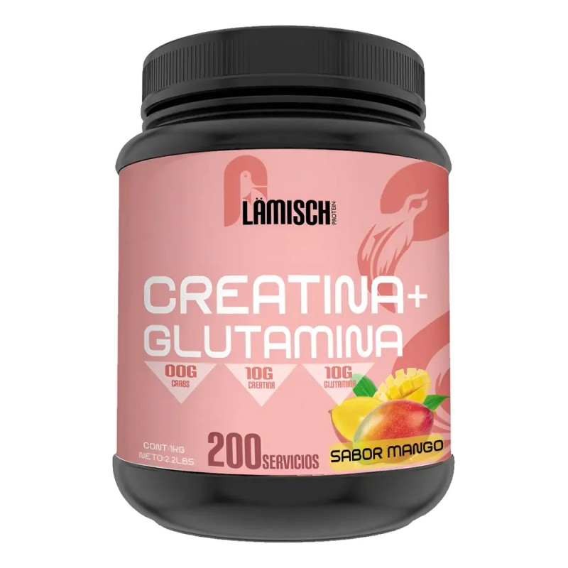 Suplemento Creatina + Glutamina Flamish 1kg 50 Servicios