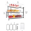 3 Tiered Serving Stand with White Porcelain Platters,Foldable Rectangular 3