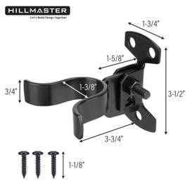 HILLMASTER 1-3/8" Flat Back Wall Mount Chain Link Fork Latch, Black Gate Fork Latch with Padlock Hole,Fence Latch Lock with Screws,Bolts,Gate Hardware Gate Latches for Outdoor Wooden Gates,2 PCS