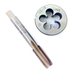 HUAZHICHUN 1PC 1/2-18 UNS Tap + 1PC 1/2-18 UNS Die, HSS Tap and Die Set Right Hand Tap