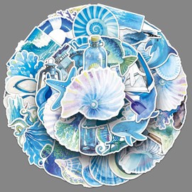 Sea Animal Stickers 50 Pack Laptop Stickers,Ocean Vinyl Waterproof Decals for Water Bottles Skateboard Scrapbook Bike Computer,Phone,-Graffiti Decals Pack for Teens Girls Kids