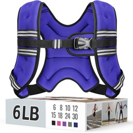 Zeerun 6LBS Weighted Vest for Women & Men with Reflective Stripe and Adjustable Buckle, Comfortable & Durable Rucking Vest for Walking, Running & Strength Training, purple