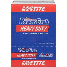 Loctite Power Grab Express Heavy Duty Construction Adhesive, 9 fl oz Cartridge, 12 Pack - Versatile Construction Glue for Cement, Tile, Wall & More
