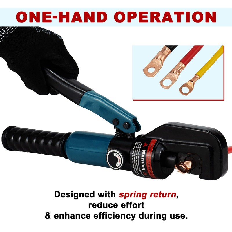 Tivorex Hydraulic Crimping Tool with 9 Dies, Battery Cable Lug
