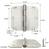 HOSOM 48 Pack Brushed Nickel Door Hinges 3.5 Inch with