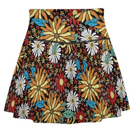 Cerburny Skirts for Women Pleated Tennis Skirt with Shorts Underneath Colorful Flower Golf Athletic Mini Skort with Pockets