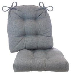 Klear Vu Rumba Set of 2 Outdoor Chair Cushions for Patio Furniture, U-Shaped Seat Pads with Ties, Premium Woven Fabric, Water-Repellent, Chemical-Free, Made in The USA, Gray 2 Count