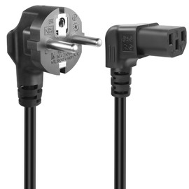 GELRHONR 1.5 m 3 Pin IEC Cable, 90 Degree CEE 7/7 to IEC C13, Power Cable with Protective Contact Angled to IEC Socket C13 Angled (Up Angle C13)
