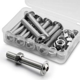(10 Sets) M8 x 40 mm Allen Screws with Flange and Nuts Set 304 Stainless Steel Rounded Head Screws