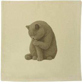 Azeeda 40cm x 40cm 'British Shorthair Cat Licking Paw' Canvas Cushion Cover (CV00045502)