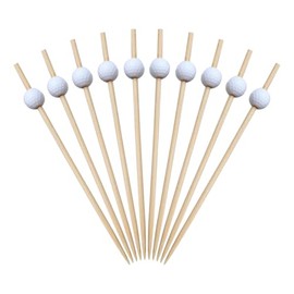 JIHUOO 100 Stück Cocktailspieße mit Golf-Thema, Ball, Vorspeisen, Zahnstocher, Spieße, Obst, dekorative Zahnstocher, Holz-Sandwich-Picker, Charcuterie, Buffet, Sticks, Sport-Partyzubehör
