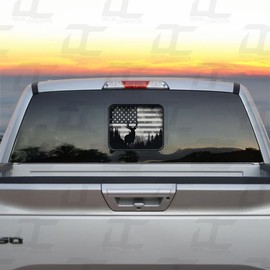 Decal Concepts American Flag Elk Forest Silhouette Rear Window See Through Accent Decal - (Fits F150 2015-2024) (Fits F250 2017-2024)…