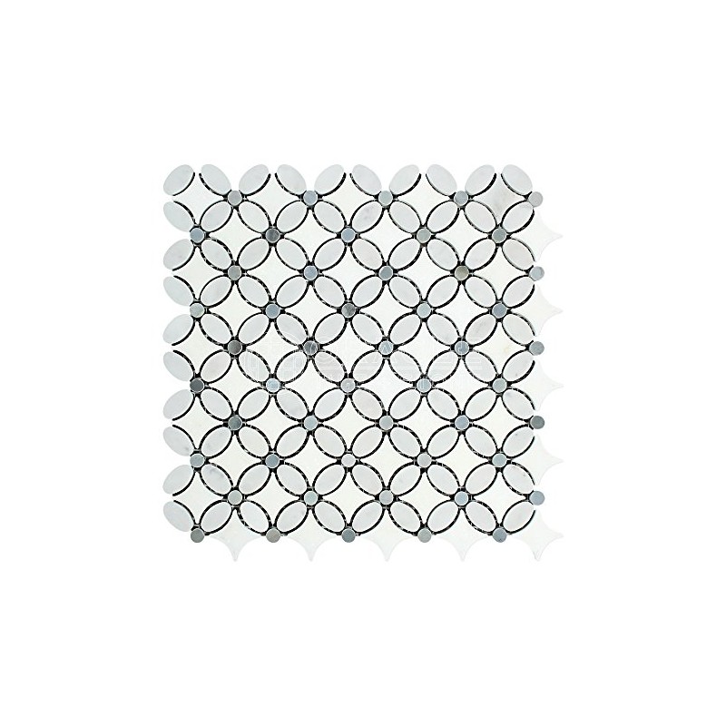 Carrara White Italian (Bianco Carrara) Marble Florida Flower Mosaic Tile