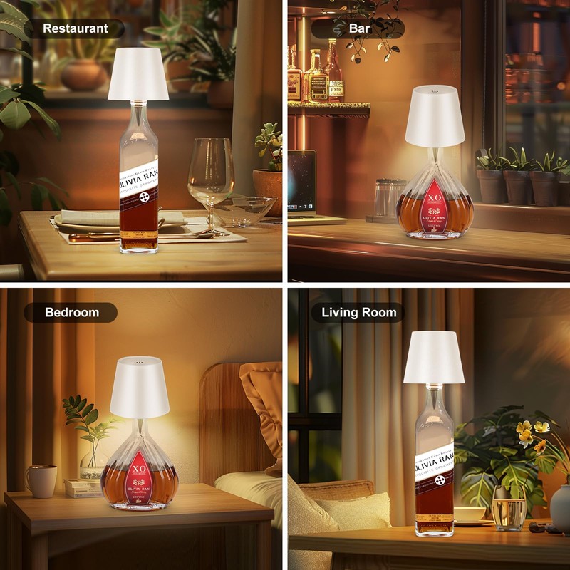 SOUDFK Wireless Bottle Lamp,2025 New 3 Color Rechargeable Wine Bottle