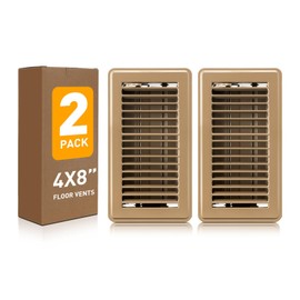 Floor Register 4x8, Heavy Duty Steel Walkable Floor Vent Covers, Air Vent Covers with Adjustable Air Supply Lever for Home Floor, Sidewall, 2 Pack, Brown