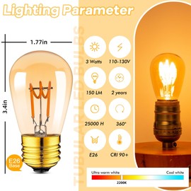 Grensk E26 25 Watt Amber LED Light Bulbs,Vintage Edison Bulb for Decorative